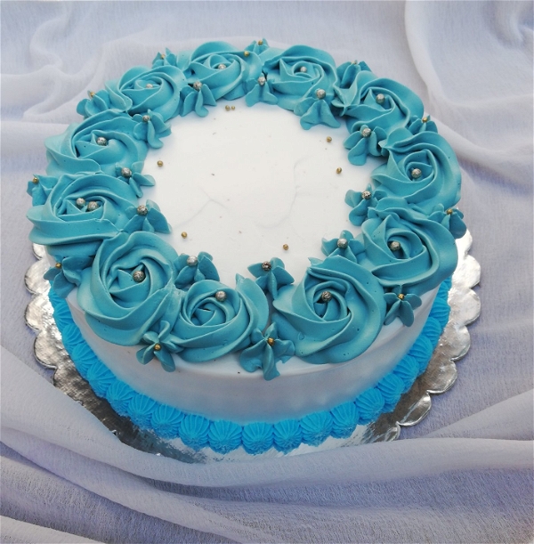 Floral Blue Velvet Cake - 1 Pound