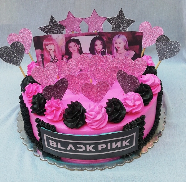 Black & Pink Theme Vanilla Cake - 1pound