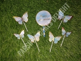 CIRCLE TOPPER WITH BUTTERFLIES - BLUE