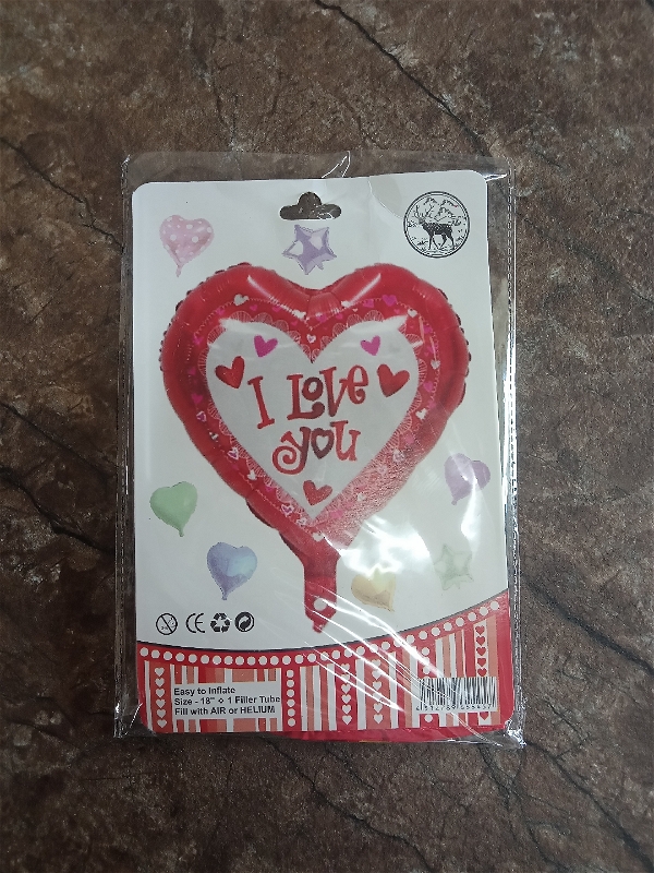 Foil Heart Baloon - Red, I Love You, 1 Pc
