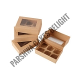 6 CAVITY CUPCAKE BOX  - 10 PCS PACK, BROWN