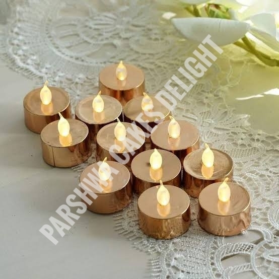 Electrical Candles Diya LED Tealight - 12 PCS PACK, Gold & Silver Plastic Candle