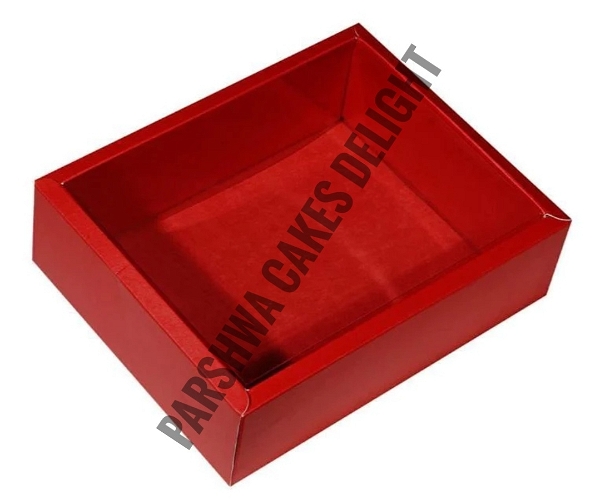HAMPER BOX (TRANSPARENT) - 10" X 8" X 3", Red, 10 Pcs Pack