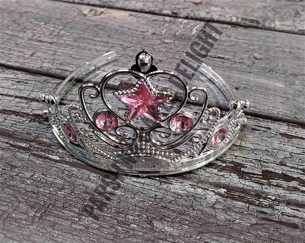 Cake Crown - Silver & Pink, 1 Pc