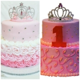 Cake Crown - Silver & Pink, 1 Pc