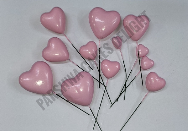 Heart Faux Balls - Pink, 12 Pcs Pack