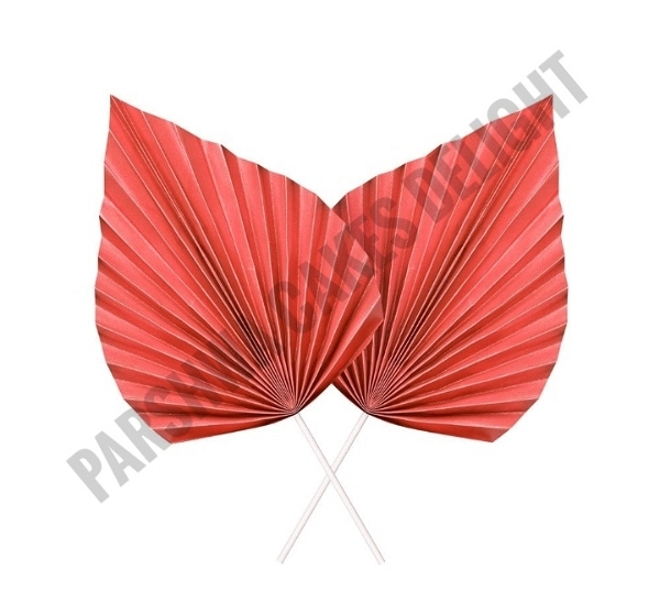 New Imported Paper Palm Leaf - Red, 2 Pcs Pack