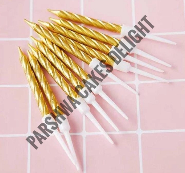 Mini Twisted Candle - Gold, 1 Pack Of 10 Pcs
