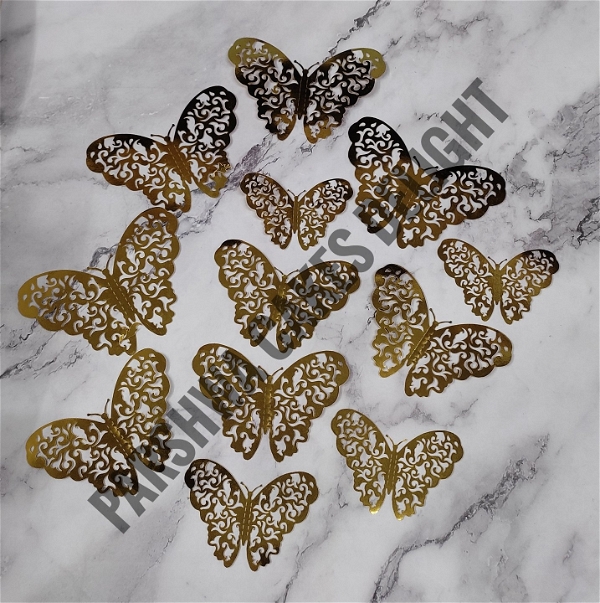 IMPORTED BUTTERFLY - Gold, 12 Pcs Pack, D1
