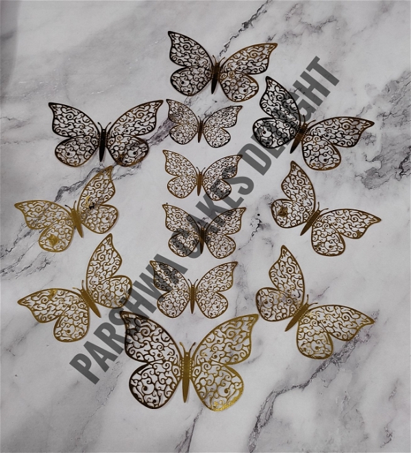 IMPORTED BUTTERFLY - Gold, D3, 12 Pcs Pack