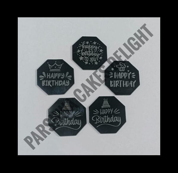 Hexagon Coin Topper - Black, 5 Pcs Pack