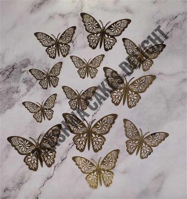 IMPORTED BUTTERFLY - Gold, 12 Pcs Pack, D7