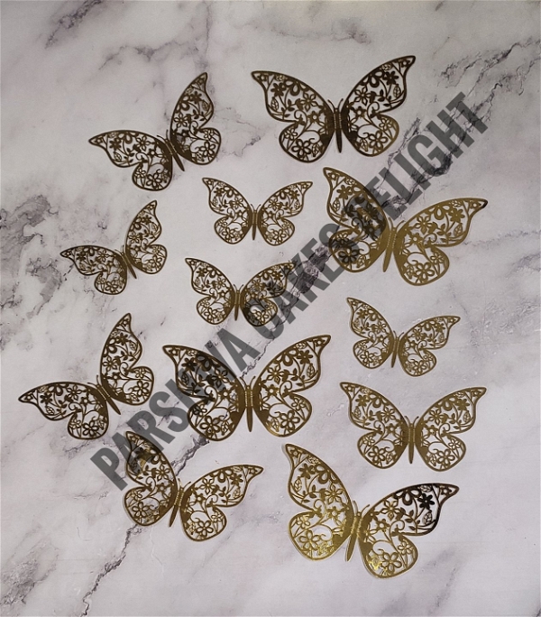 IMPORTED BUTTERFLY - D8, 12 Pcs Pack, Gold