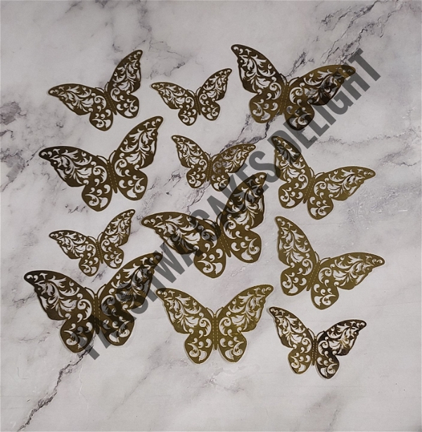 IMPORTED BUTTERFLY - D9, 12 Pcs Pack, Gold
