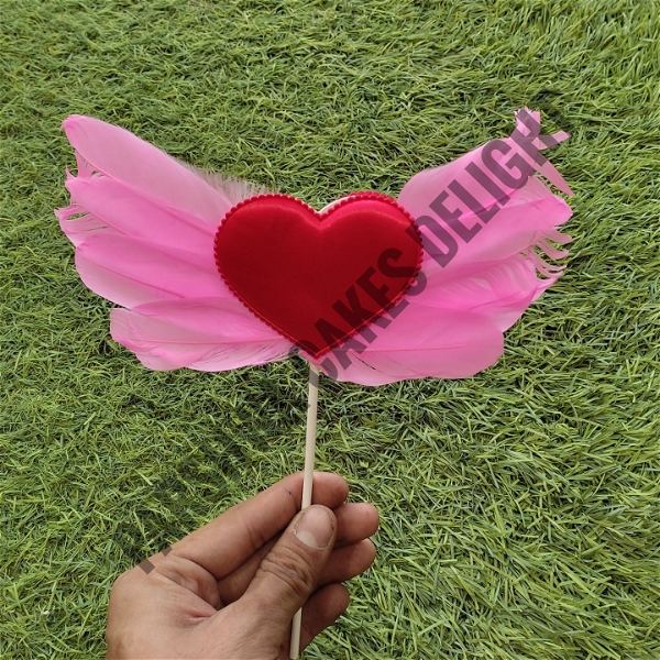 Angel Feather With Heart - Pink, 1 Pc