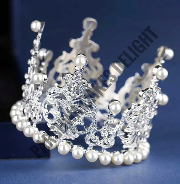 Metal Cake Crown - Delight 2, 1 Pc, Silver
