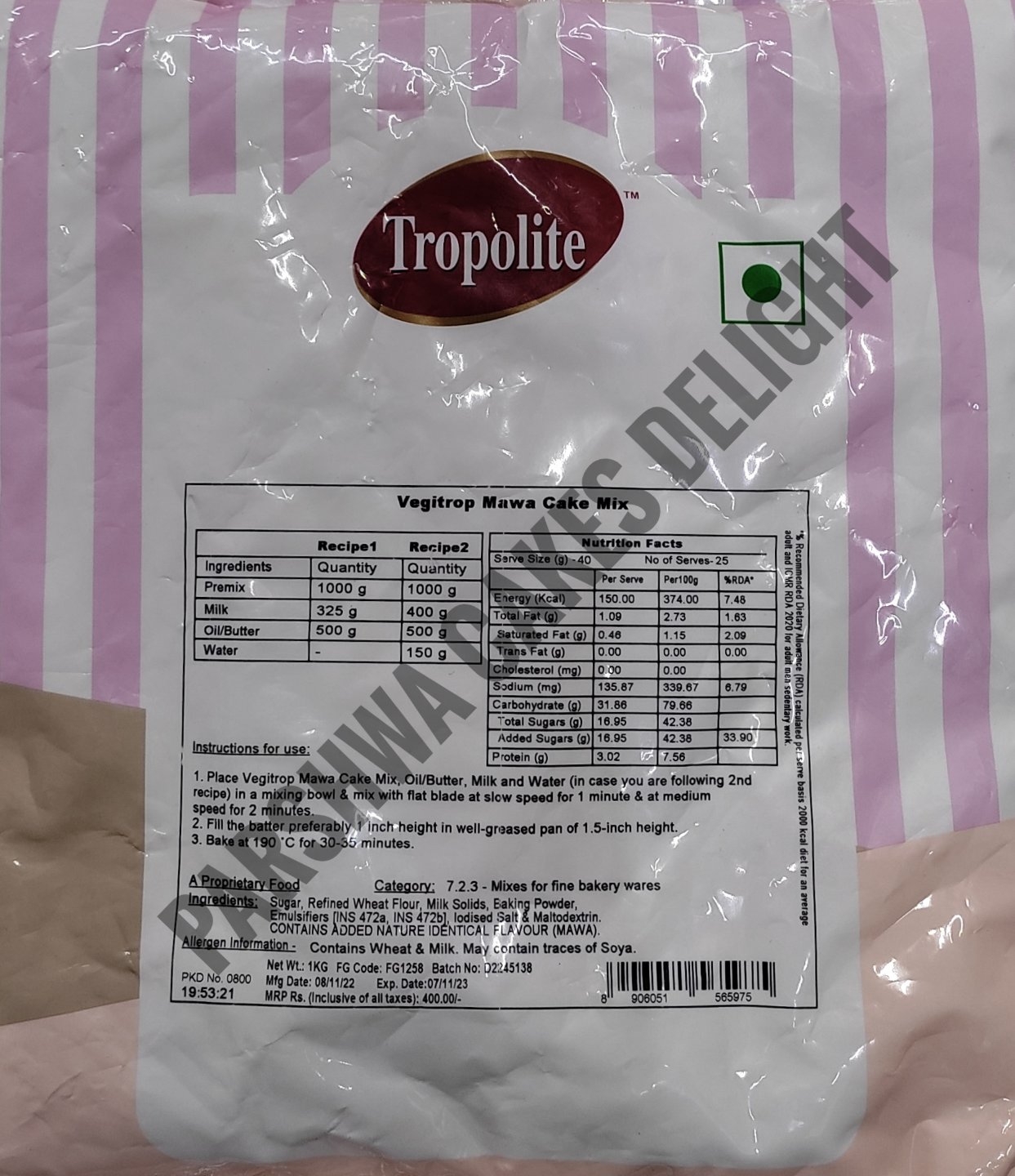 Tropolite All Time Vanilla Cake Mix