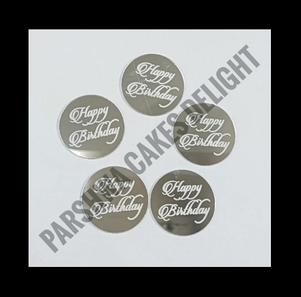 Hbd Coin Topper - Silver, 5 Pcs Pack, 2 Inches