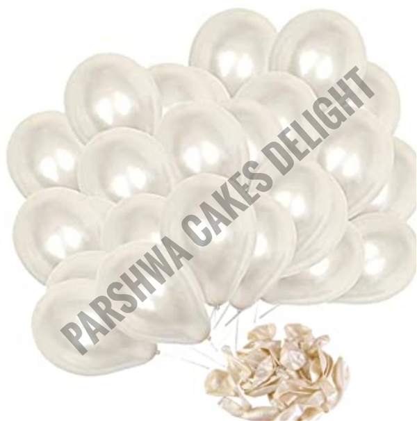 Metallic Baloons - White, 1 Pack Of 25 Pcs