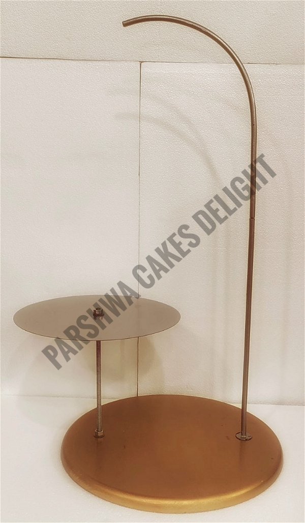 Baloon Cake Stand With Wooden Base - Gold