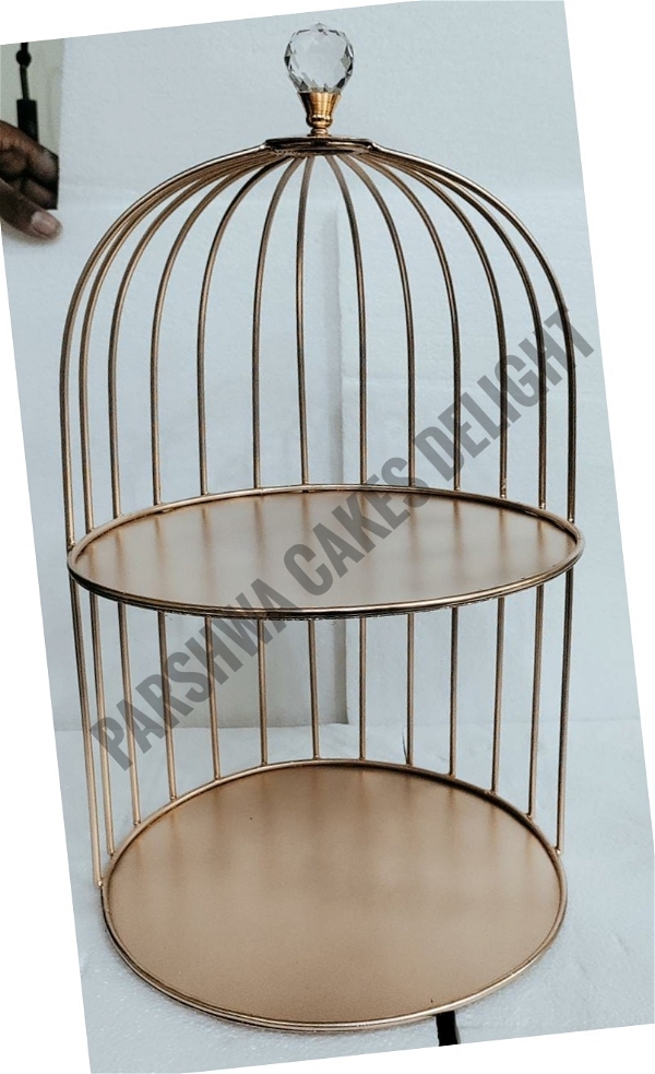 Two Tier Cage Cupcake Stand With Crystal Top