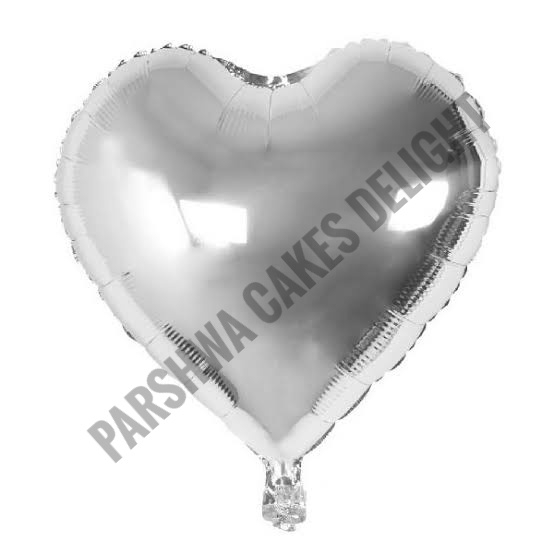 Foil Heart Baloon - Silver, 1 Pc, 18 Inches