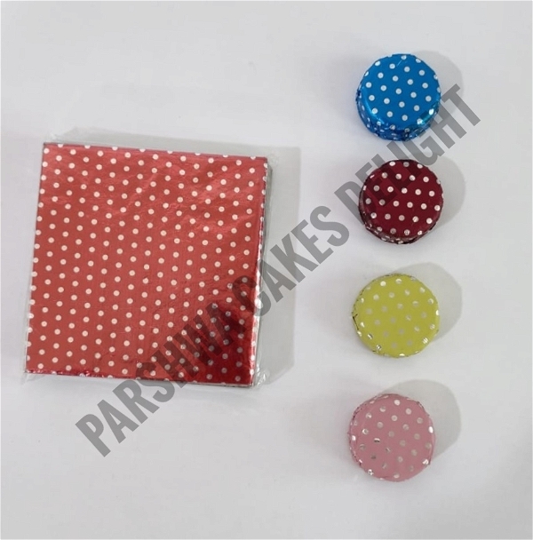 Aluminum Cut Foil Chocolate Wrapper - Dots, 8*8 Cm