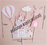 Castle & Cloud - Pink, 4 Pcs Set