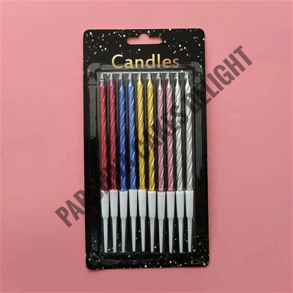 Long Twisted Candle - Multi, 10 Pcs Pack