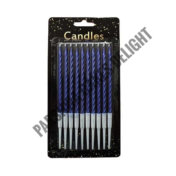 Long Twisted Candle - Blue, 10 Pcs Pack
