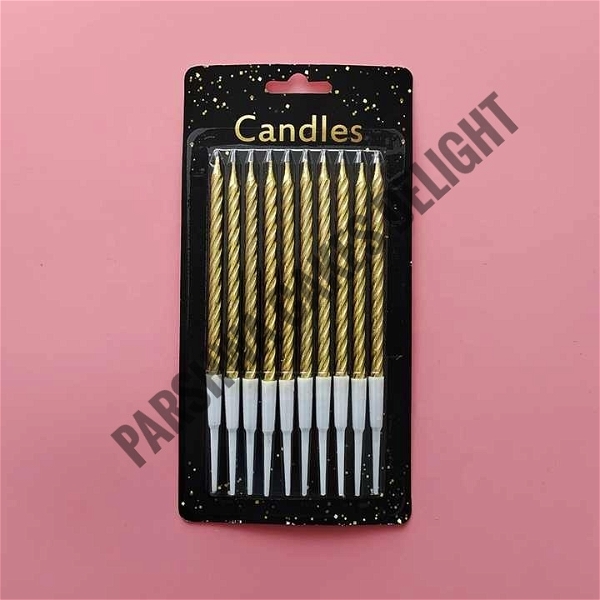 Long Twisted Candle - Gold, 10 Pcs Pack