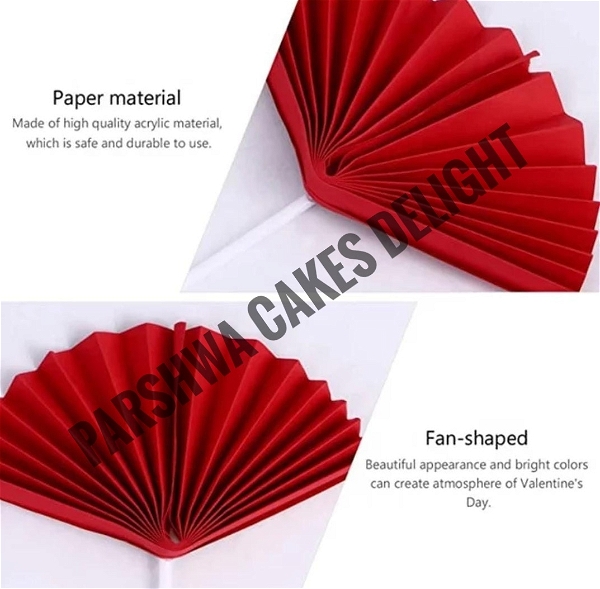 Fan Paper Palm Leaf - Red, 2 Pcs Pack