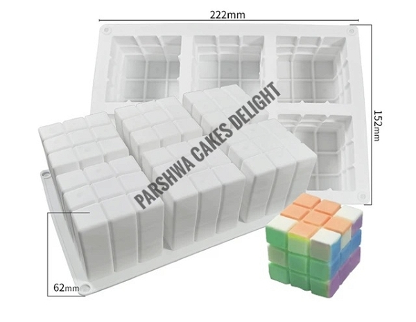 Silicone Candle Mould - Cube, 6 In 1