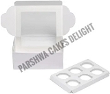 6 CAVITY CUPCAKE BOX  - 10 Pcs Pack, White