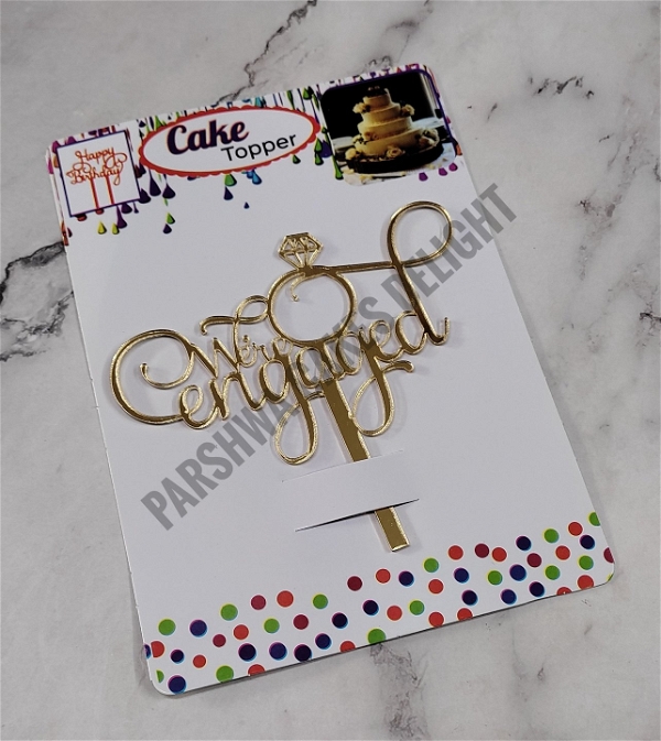 ACRYLIC TOPPER N - 154 We Are Engaged, 4.5 Inches, Gold