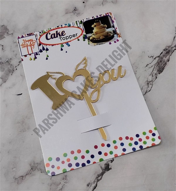 ACRYLIC TOPPER N - Gold, 170 I Love You, 4.5 Inches