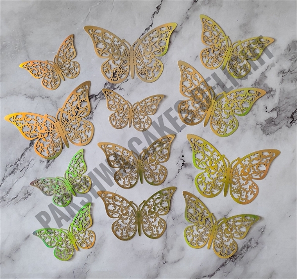 IMPORTED BUTTERFLY - D10, Gold, 12 Pcs Pack