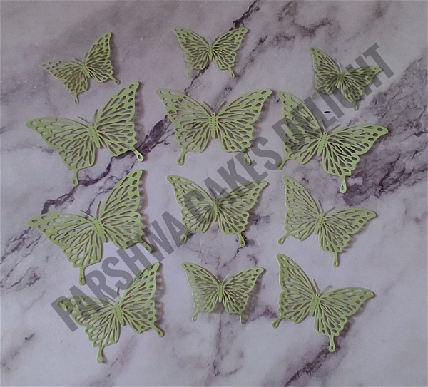 IMPORTED BUTTERFLY - Green, 12 Pcs Pack, D13