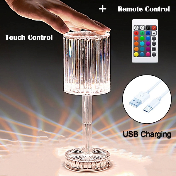 6605 CRYSTAL TABLE LAMP , TOUCH CONTROL 