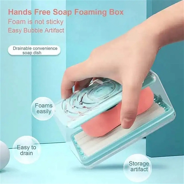 6296B 2-IN-1 PORTABLE SOAP DISH & SOAP DISPENSER WITH ROLLER AND DRAIN HOLES