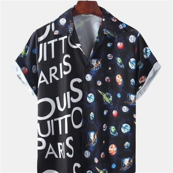 Louis Vuitton Logo & Galaxy Print Split Shirt