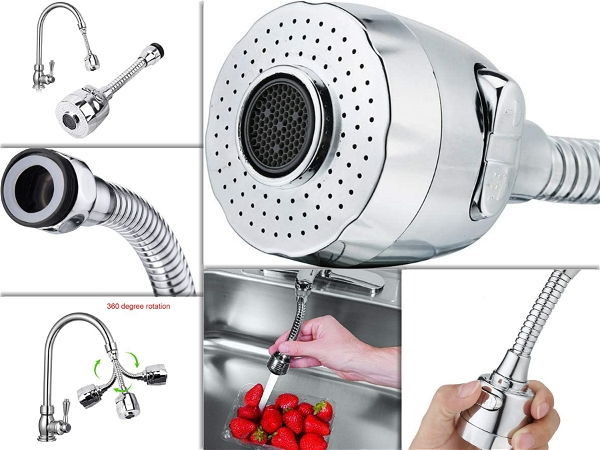 Flexible Faucet Sprayer Shower ,Stainless Steel  - 360 Degree Rotatable