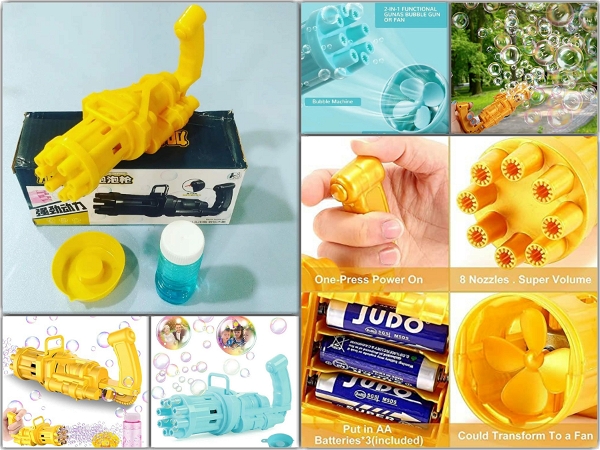 New Getting Bubble Making Toy Machine( 8 Hole )Battery Operated Bubbles Gun (120 pcs in 1 ctn )