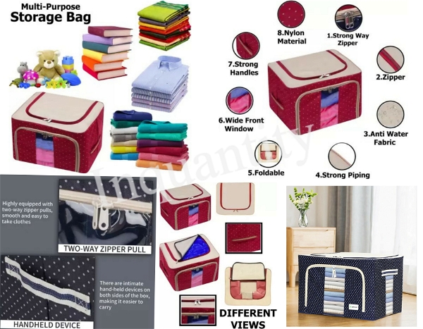 Multi-purpose Foldable Storage Bag For Clothes ,Saree Cover under bed storage , (with multicolor) 30PB