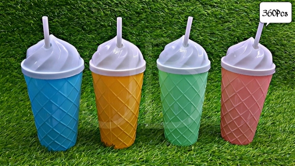 Ice cream shaped sipper with straw  gifting special