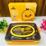 Stainless steel 4 section bento lunch box With leak proof round bowl Spoon and fork included  Vibrant color