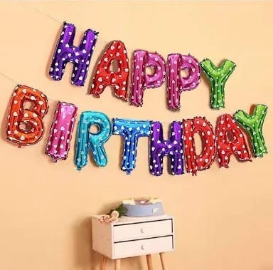 Multi colour happy Birthday foil balloon