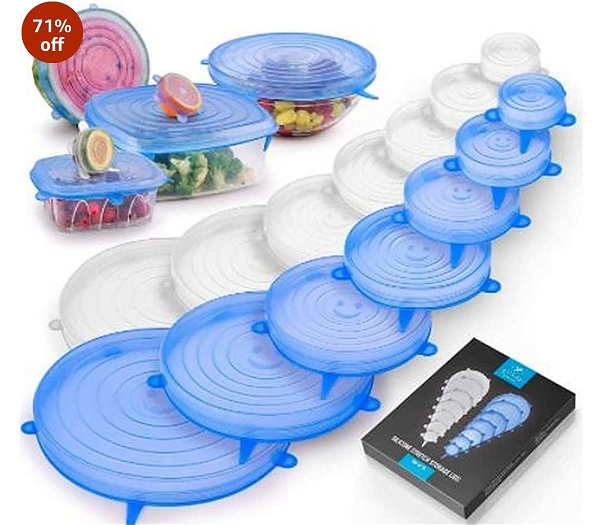 Set of 6 stretchable silicon lids
