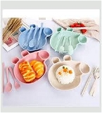 Peppa wheatgrass plate with cutlery Color random only
