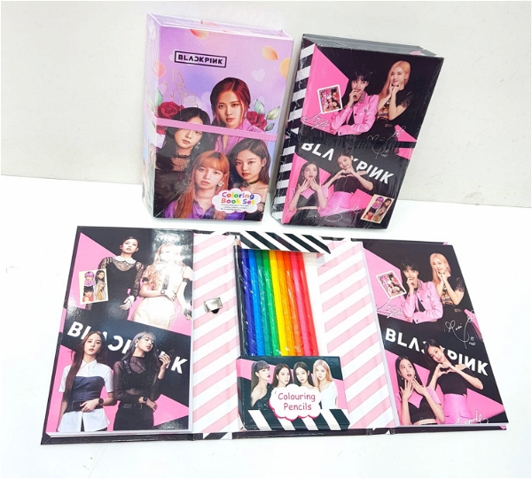 New arrival Coloring Book with colors in black pink and BTS theme